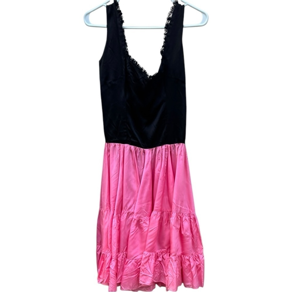 Beautiful Handmade Vintage Pink Black Coquette Lace Dresss